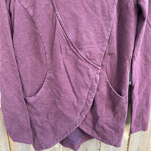 Lululemon Cardigan Sweatshirt Jacket That's A Wrap Heathered Burgundy Size 6 - Picture 4 of 6